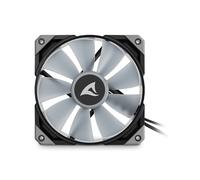 Sharkoon F50 Ventilateur 120mm PWM, 600-2000 RPM, 132 m³/h, 2.9 mmH2O, FDB, LED RGB, 4-Pin, Noir/Gris, pour Boitier PC