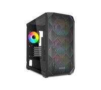 Sharkoon MK3 RGB - Boîtier Micro Tower PC Noir, micro ATX/Mini-ITX, 3x120mm ARGB avant, 1x120mm arrière, USB 3.2 Gen 1/Gen 2, verre trempé