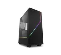 Sharkoon RGB FLOW - Boîtier PC Midi Tower ATX, Noir, Verre Trempé, Ventilation 1x120mm, USB 3.2 Gen 1, Compatible Radiateur, Jusqu'à 6 SSD/2 HDD