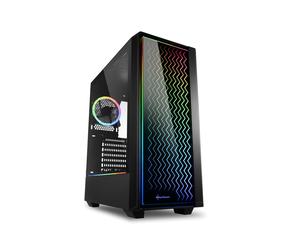 Sharkoon RGB LIT 200 Midi Tower ATX Noir, 2x120mm RGB, Verre Trempé, 2x3.5", 6x2.5", USB 3.2 Gen 1, Compatible Refroidissement Liquide, Sans Bloc d'Alimentation