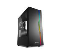 Sharkoon RGB Slider - Boîtier PC Midi Tower Noir, ATX/micro ATX/Mini-ITX, 2x3.5", 5x2.5", 1x120mm arrière, USB 3.2 Gen 1, verre trempé