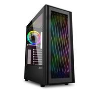 Sharkoon Boîtier PC Gaming ATX RGB Wave – moyen tour, panneaux vitrés, 3 ventilateurs 120 mm – Noir