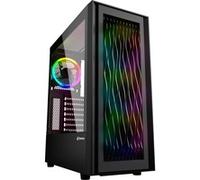Sharkoon Boîtier PC Gaming ATX RGB Wave – moyen tour, panneaux vitrés, 3 ventilateurs 120 mm – Noir