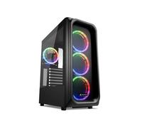 Sharkoon TK5M RGB - Boîtier PC ATX Noir, 3x 120mm avant, 1x 120mm arrière, USB 3.2 Gen 1/Gen 2 Type-A/Type-C, Acier/Plastique/Verre trempé