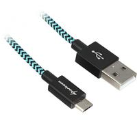 Sharkoon Usb 2.0 A-B Bk/Bu 3.0m Alu + Braid