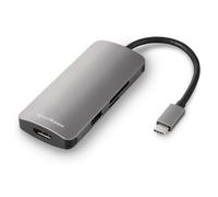 Sharkoon Adaptateur multiport USB Type-C – USB 3.2 Gen1, HDMI 4K 30Hz, Lecteur SD/MMC, Gris aluminium