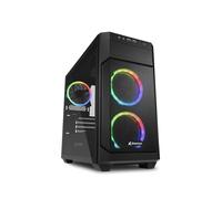 Sharkoon V1000 RGB Micro Tower Noir - Boîtier PC micro ATX/Mini-ITX, 3 ventilateurs 120mm RGB, 2x USB 3.2 Gen 1, baies 2x 3.5", 6x 2.5", vitre trempée.