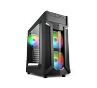 Sharkoon VG6-W RGB - Boîtier PC Midi Tower ATX, 3x Ventilateurs 120mm RGB adressables, USB 3.2 Gen 1, Acrylique, Noir, 3x 3.5", 4x 2.5"