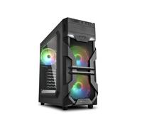 Sharkoon VG7-W RGB : Boîtier PC Midi Tower ATX Noir, 3 ventilateurs 120mm RGB, fenêtre acrylique, USB 3.2 Gen 1, compatible cartes graphiques jusqu'à 37,5cm