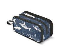 Sharks-2735 Trousse à crayons de grande capacité pour garçons et filles 3 compartiments pour étudiants, papeterie, marqueur pour l'école, le bureau, le travail, Requins - 2735, Taille unique, Mallette