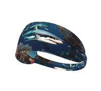 Sharks Bandeau élastique pour exercices de fitness, yoga, cyclisme, sports de plein air, bandeau élastique absorbant la transpiration