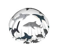 Sharks Bonnet de douche nautique réutilisable imperméable antidérapant à séchage rapide pour cheveux longs et courts