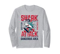 Sharks Graphic Tees - Funny Shark Attack Graphic Design Manche Longue