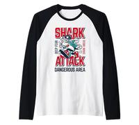 Sharks Graphic Tees - Funny Shark Attack Graphic Design Manche Raglan