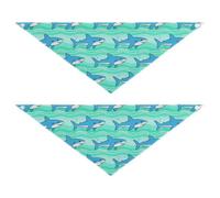 Sharks on Wave Lot de 2 bandanas pour chien ou chiot - Accessoire pour petit et grand chat - Taille M