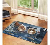 Sharks, Outside of the 'Magic School' Tapis d'alimentation pour animaux de compagnie Chien Chat Manger de la nourriture Nappe en cuir absorbant pour et bol d'eau Imperméable Pas de taches Séchage