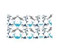 Sharks Printing Bannière de fête de vacances avec métal, panneau à suspendre pour intérieur et extérieur, œillets, 1 paquet