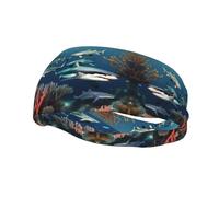 Sharks Under The Sea Bandeau de sport imprimé anti-transpiration pour homme et femme, parfait pour la course, le basket-ball, le yoga, la randonnée