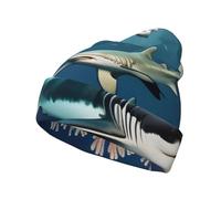 Sharks Under The Sea Bonnet tricoté pour adulte Convient pour l'automne et l'hiver Camping et escalade
