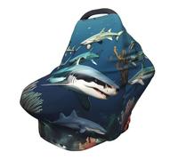 Sharks Under The Sea Housse de chaise de poussette polyvalente entièrement imprimée spécialement conçue pour votre bébé