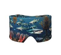 Sharks Under The Sea Masque de sommeil réglable et cache-oreilles, bandeau unisexe pour dormir sur le côté (68,1 x 10,9 cm), couverture confortable pour l'intérieur et l'extérieur, voyage, yoga,