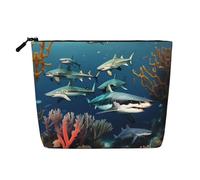 Sharks Under the sea Organiseur de toilette polyvalent : faux chanvre trousse de maquillage - Trousse de toilette de voyage, trousse d'accessoires de maquillage, noir, taille unique