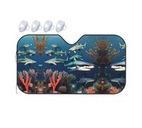 Sharks Under The Sea Pare-soleil pour pare-brise avant, refroidissement rapide dans la voiture en été, convient pour les voitures, camions, etc.