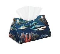 Sharks under the sea printing Long Tissue Box Cover Leather Tissue Box Rectangle Napkin Facial Tissue Storage Home Office Car Tissue Box Cover Decorative Container