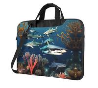 Sharks Under the Sea Sac pour ordinateur portable, sac à bandoulière multifonctionnel, 14,96 pouces de long, mallette, sac à main, sac à bandoulière