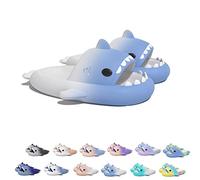 Sharky Chanclas, Cloud Shark Slides, Pantoufles de requin de dessin animé mignon pour femmes et hommes, pantoufles de plage antidérapantes à bout ouvert (Gradient Blue/White, 44/45EU)