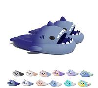 Sharky Chanclas, Cloud Shark Slides, Pantoufles de requin de dessin animé mignon pour femmes et hommes, pantoufles de plage antidérapantes à bout ouvert (Gradient Blue, 42/43EU)