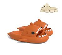 Sharky Chanclas, Cloud Shark Slides, Pantoufles de requin de dessin animé mignon pour femmes et hommes, pantoufles de plage antidérapantes à bout ouvert (Orange, 42/43EU)