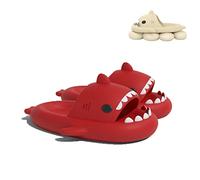 Sharky Chanclas, Cloud Shark Slides, Pantoufles de requin de dessin animé mignon pour femmes et hommes, pantoufles de plage antidérapantes à bout ouvert (Red, 42/43EU)