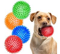 SHARLOVY Balles couineuses de 7,6 cm pour Petits Chiens, 4 Couleurs, balles à Picots pour Chiot, Jouets à mâcher durables pour la Dentition, Jouets indestructibles à rapporter et à entraîner, sans