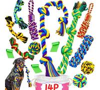 SHARLOVY Lot de 14 Jouets à mâcher pour Chiens de Grande Taille - Résistants et indestructibles - pour mastiquer agressivement - Jouets à mâcher durables pour Chiots… (14P)
