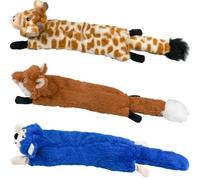 SHARLOVY Lot de 3 Jouets couineurs pour Chien - sans Rembourrage - en Peluche froissée - pour Chiens de Grande Race - Durable - Jouet à mâcher - Jouet pour Chiot