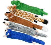 SHARLOVY Lot de 5 Jouets couineurs pour Chien - sans Rembourrage - en Peluche froissée - pour Chiens de Grande Race - Durable - Jouet à mâcher - Jouet pour Chiot