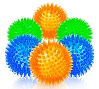 SHARLOVY Lot de 6 balles couinantes pour Chiens - en Caoutchouc - Couleurs Vives - TPR - Jouet couineur pour Chien - Balle à Picots à mâcher pour Petits Chiens