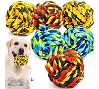 SHARLOVY Lot de 6 jouets à mâcher pour chiens agressifs, balles pour chiens de grande taille, jouets robustes avec corde dentaire en coton torsadée pour chiens de taille moyenne, jouets à mâcher