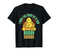 Sharon Fat Buddah Dit drôle Sharon Nom T-Shirt Graphique avec Valeur, Homme, Noir, M