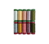 Sharon Holland Lot de 10 petites bobines de couture Midsummer 100 % coton égyptien - Idéal pour la broderie à la main, le matelassage, le surpiqûre, la couture décorative - Fabriqué en Italie