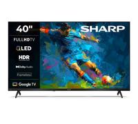 Sharp 40HF3365E - Google TV, 40" FHD, sans Cadre, 60 Hz, QLED, Google Assistant avec Microphone, Chromecast, Bluetooth, Son 2x8W, 3X HDMI, 2X USB, Couleur : Noir