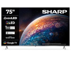 SHARP 75JP7265E - Téléviseur intelligent 4K QLED MiniLED 75", Dolby Vision IQ & Atmos, son Harman Kardon, Google TV, téléviseur de jeu 144 Hz, HDR10 HLG, HDMI 2.1 eARC, gradation locale