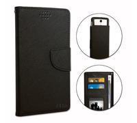 Sharp Aquos Crystal 2 Etui Housse Folio Noir Façon Cuir Texturé Avec Porte Cartes Et Surpiqûres Apparentes By Ph26®