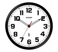 Sharp Atomic Horloge Murale analogique - Cadre Noir élégant de 30,5 cm - Se Fixe automatiquement - Fonctionnement à Piles - Facile à Lire - Facile à Utiliser - Design et Style Modernes
