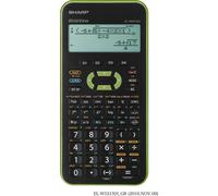SHARP Calculatrice scolaire EL-W531XH, fonctionnement à piles, couleur : vert