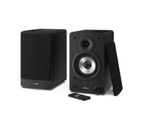 Sharp CP-SS30(BK) Paire de Haut-parleurs étagère Actifs 2 Voies, 60 W RMS (2 x 30 W) boîtier en Bois, Bluetooth v5.0, USB, Optique, Auxiliaire, RCA, réglage Graves et aigus, Grille Amovible,