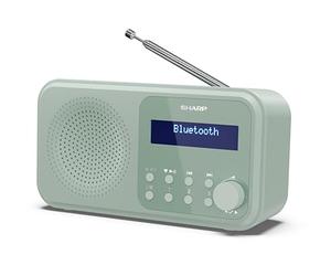 Sharp DR-P420(GN) Radio numérique Portable Tokyo Dab+, Dab et FM avec RDS, BT 5.3, USB ou Piles, Mini Jack, antenne télescopique, Recherche Automatique, 20 + 20 mémoires, Heure et Date Auto, Alarme