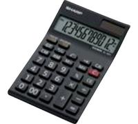 Sharp EL-124 TWH Calculatrice de poche noir, blanc Ecran: 12 solaire, à pile(s) (l x H x P) 97 x 12 x 115 mm