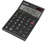 Sharp EL-125T Calculatrice de bureau noir Ecran: 12 solaire, à pile(s) (l x H x P) 112 x 13 x 176 mm